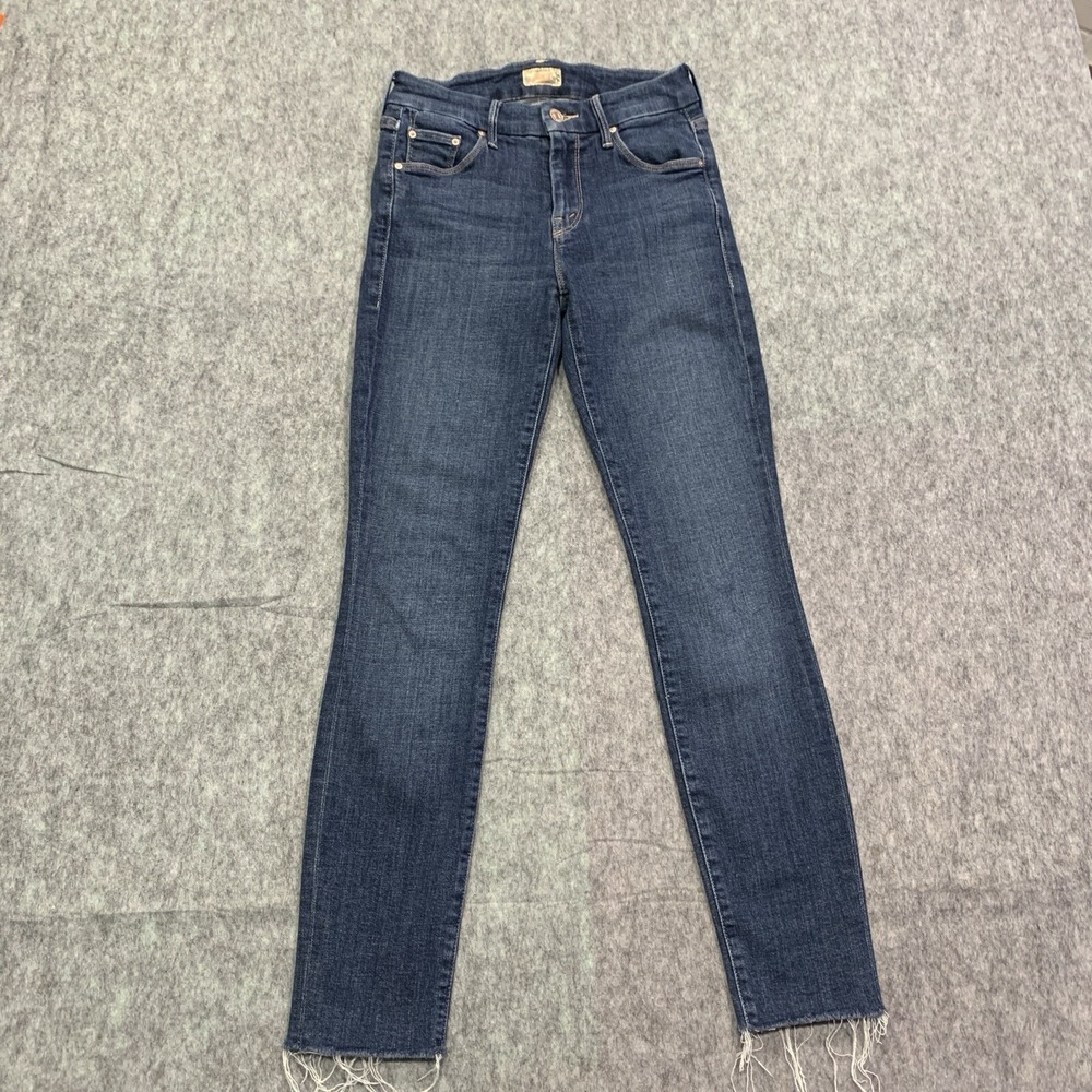 Mother The Looker Ankle Fray Girl Crush Blue Jeans Button Fly Women's  - Size 25